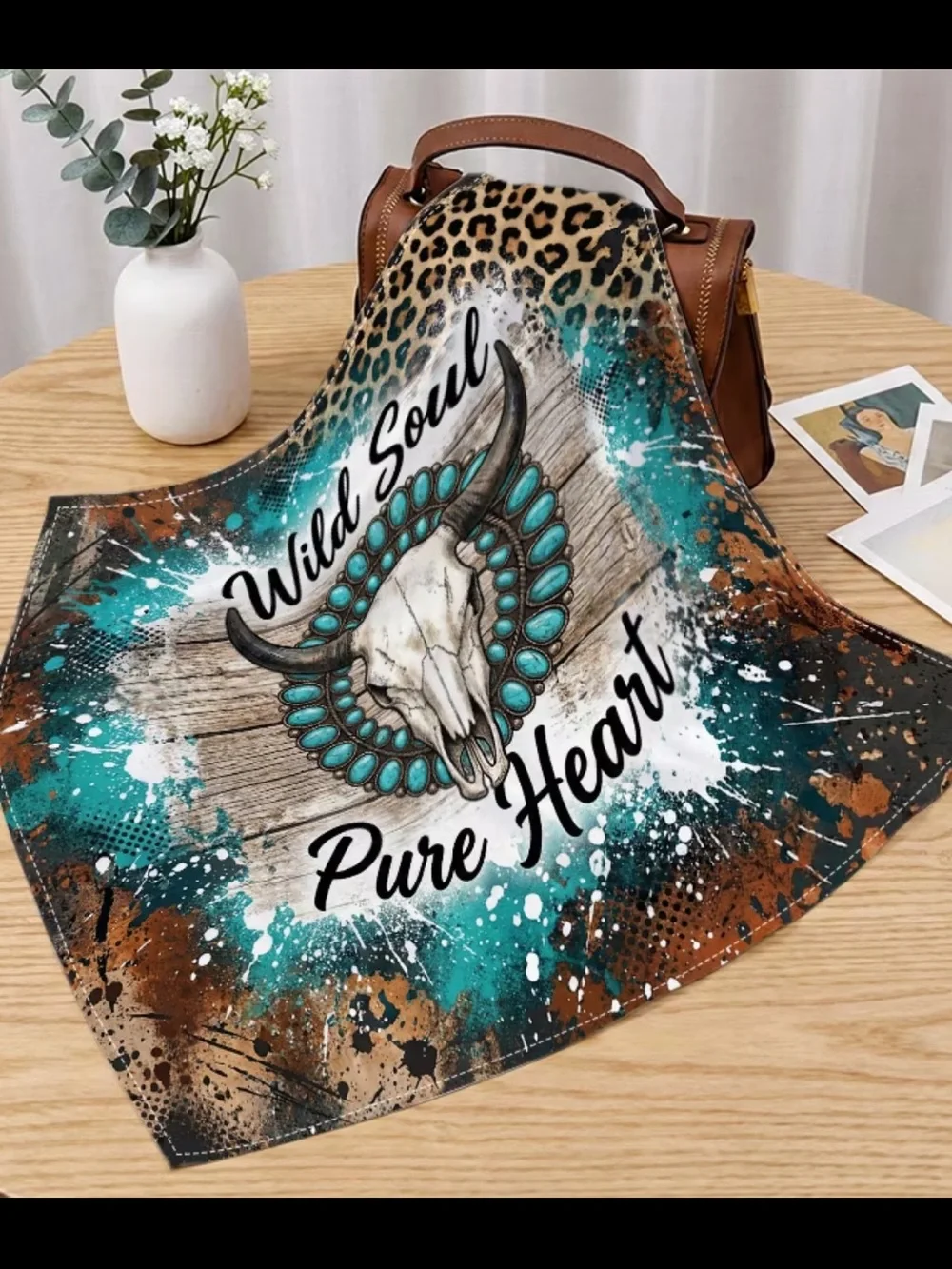 Wild Soul Pure Heart Turquoise Skull Scarf Wrap